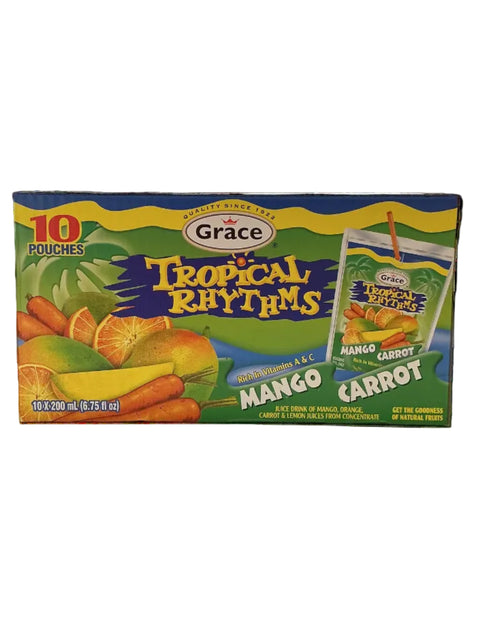 Grace Tropical Rhythms Mango Carrot Pouches Pack Of 10 Jamaican