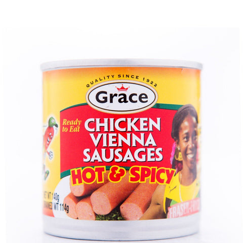 Grace Chicken Vienna Sausages Hot & Spicy 140g Pack Of 10 Jamaican