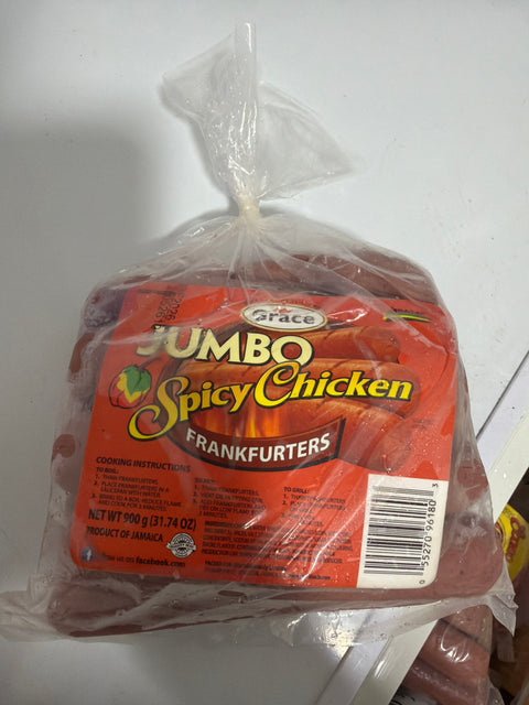 Grace Jumbo Spicy Chicken Frankfurters (Jamaican Imported) Pack Of 24