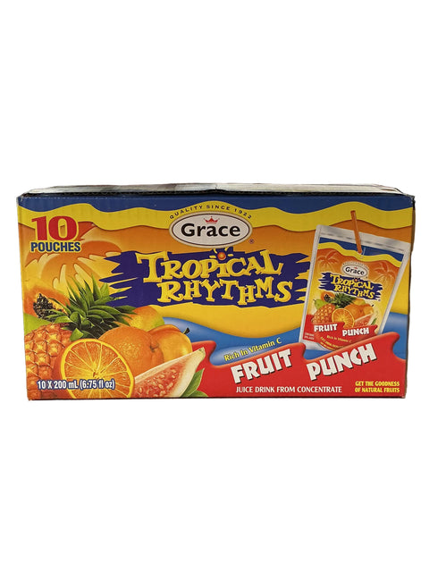Grace Tropical Rhythms Fruit Punch Pouches Pack Of 10 Jamaican