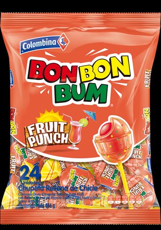 Colombina Bon Bon Bum Fruit Punch Lollypops Pack Of 24