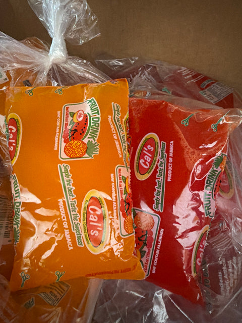 Cals Bag Juice Orange & Fruit Punch Pack Of 12 Jamaican