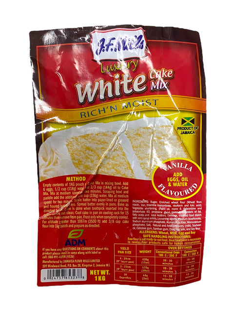Jf Mills White Cake Mix Vanilla Flavour 1kg Jamaican
