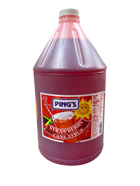 Pings Strawberry Cane Syrup 1 Gallon Jamaican