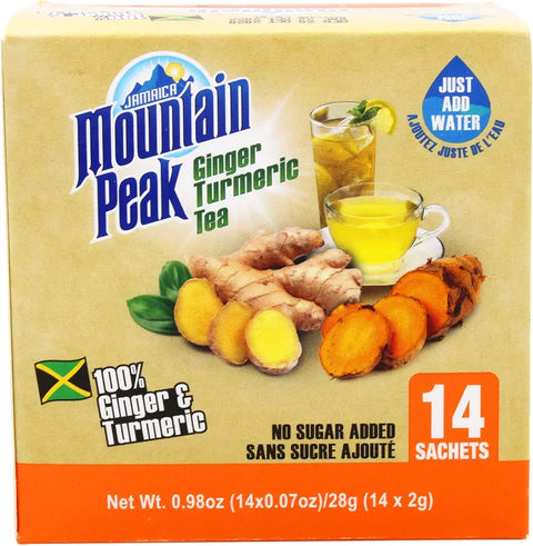 Jamaican Mountain Peak Ginger Tumeric Tea No Added Sugar 14 Satchets